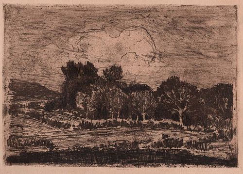 Walter Leistikow, Landscape with River, mezzotint, German, 1896