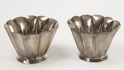Fine Pair of Silver Ortega Vases