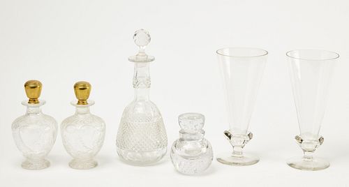 Lot of Glass Decanters, Vases & Misc