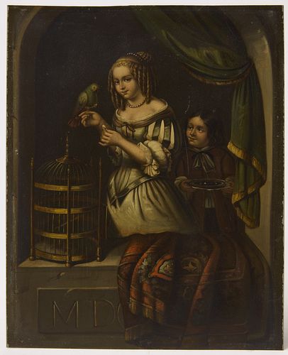 Early portrait on Sheet Metal of Two Children