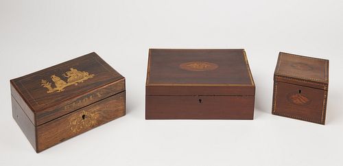 Early Inlaid Tea Caddy and Desk Box