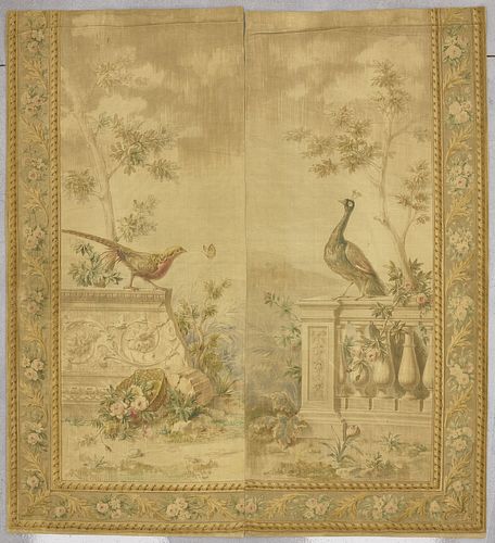Two French Painted Panel Tapestry