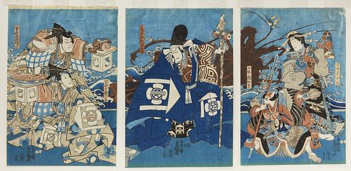 Three Early Japanese Woodblock Triptych