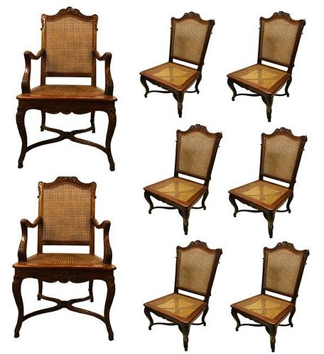 Eight French Country Dining Chairs Mortise and Tenon
