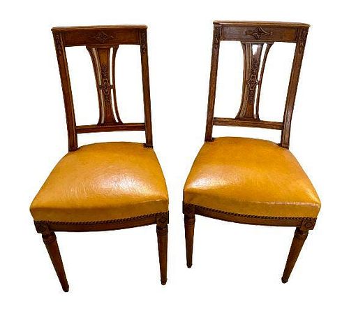Pair of Art Deco Carved Side Chairs
