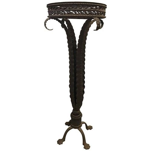 Neoclassical Plume Leg Wrought Iron  Pedestal