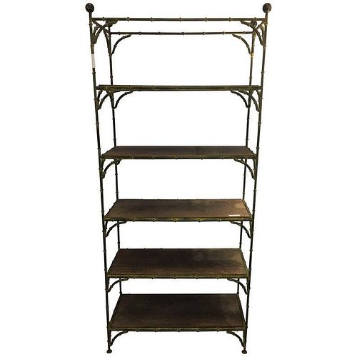 Rustic Metal Bamboo Etagere by Maison Jansen