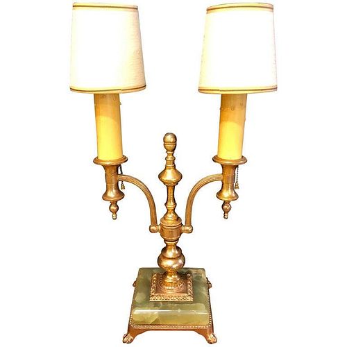 Empire Style Onyx Base Boulliotte Lamp, 1920s