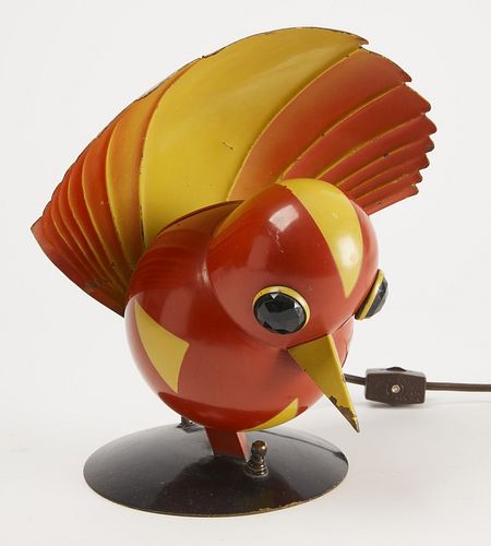 Red Metal Bird Lamp