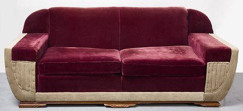 1940s Upholstered Sofa and Chair