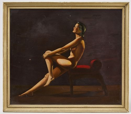 Art Deco Painting of a Nude signed CB