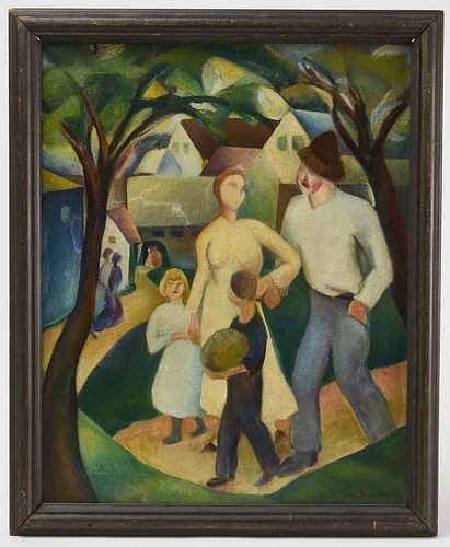 Modernist Painting of a Family