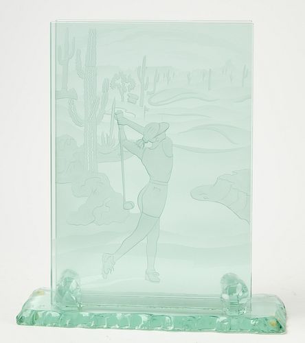 Etched Glass Vintage Golf Sculpture