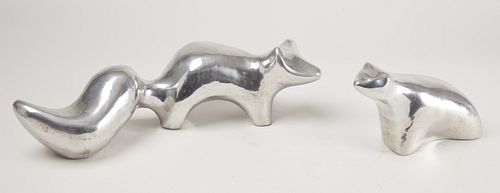 Fox and Bear Weighted Aluminum Sculptures