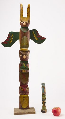 Large Carved Totem & Small Totem