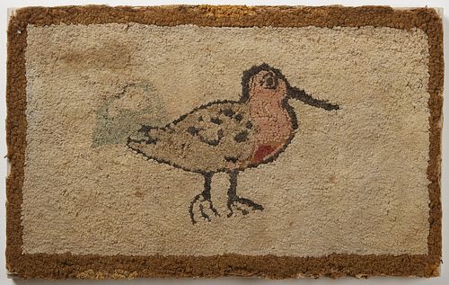 Two Hooked Rugs - Bird and Roosters