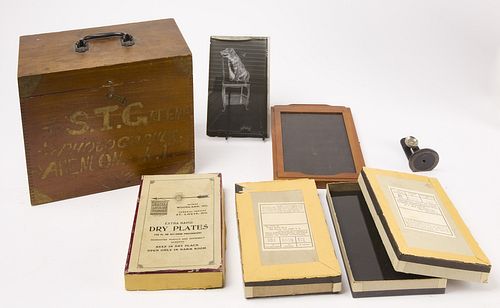 Photographers Box with Exposed Dry Plates