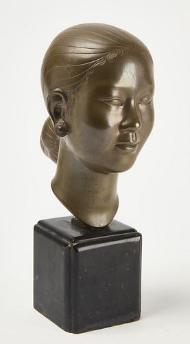 Asian Bronze Bust of a Lady