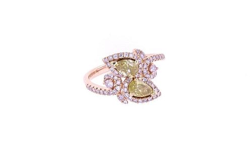 Fancy Pink & Yellow Diamond 14k Rose Gold Ring