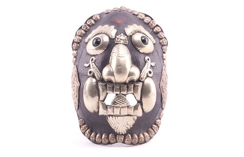 Kapala Tibetan Silver Turtle Shell Embossed Mask