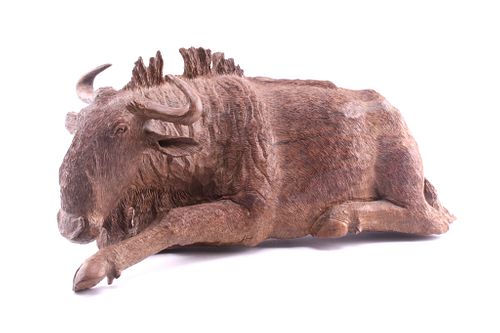 South African Hand Carved Leadwood Wildebeest