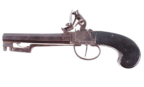 Rare 1870's Flintlock Pistol Spring Loaded Bayonet