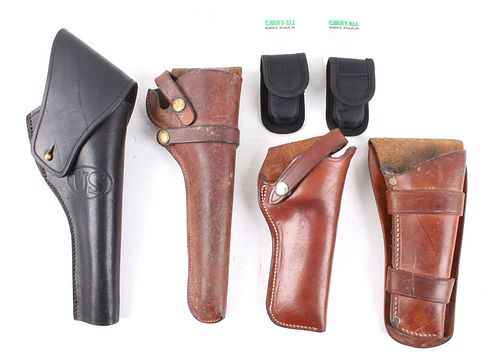 Leather Pistol Holsters & Knife Pouch Collection