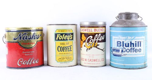 Collection of Four Large Coffee Tins