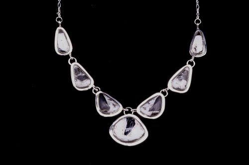 Navajo H. Tsosie Silver & White Buffalo Necklace