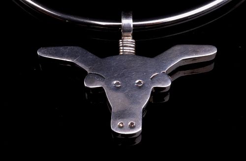 Taxco, Mexico Sterling Silver Steer Head Choker