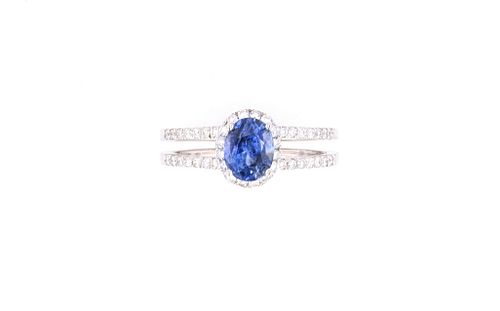 Blue Sapphire & Diamond Ring w/ AIGL Paperwork