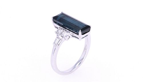 Indigo Iodite & Diamond 14k White Gold Ring