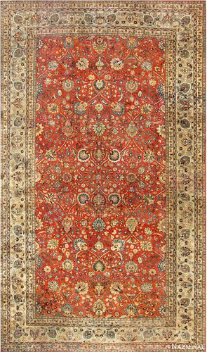 LARGE ANTIQUE PERSIAN ALLOVER TABRIZ CARPET. 18 ft 6 in x 11 ft 2 in (5.64 m x 3.4 m).