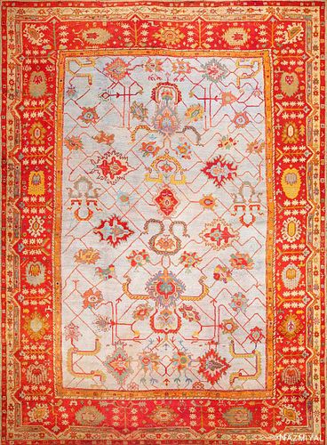 ANTIQUE TURKISH ARTS AND CRAFTS OUSHAK CARPET. 19 ft x 14 ft 2 in (5.79 m x 4.32 m).