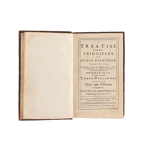 Berkeley, George. A Treatise Concerning the Principles of Human Knowledge. London: Printed for Jacob Tonson, 1734. 2da edición.