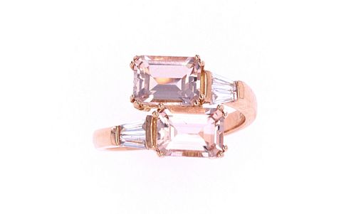 Morganite & Diamond 18k Rose Gold Ring