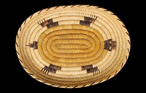 Papago Indian Hand Woven Coil Basket c. 1979
