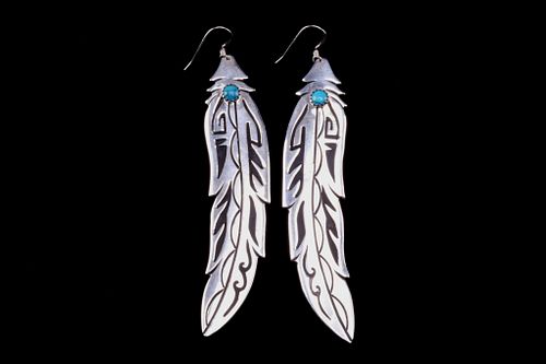 Navajo T&R Singer Sterling & Turquoise Earrings