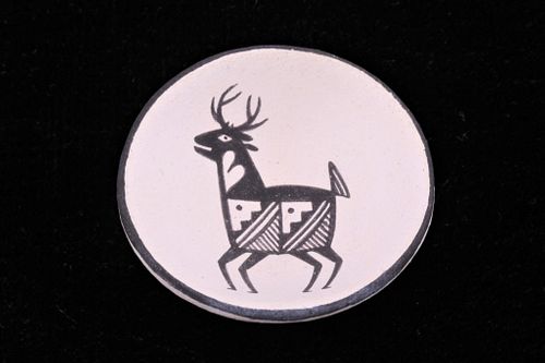 Acoma Pueblo D. Reano Deer Micro Pottery Plate