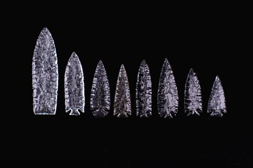 Collection of Variety Knapped Glass Arrowheads