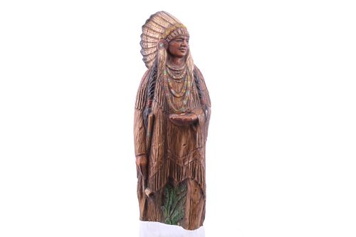 Resien Wood Style Indian Chief Statue