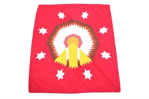 Lakota-Rosebud Sioux Reservation War Bonnet Quilt