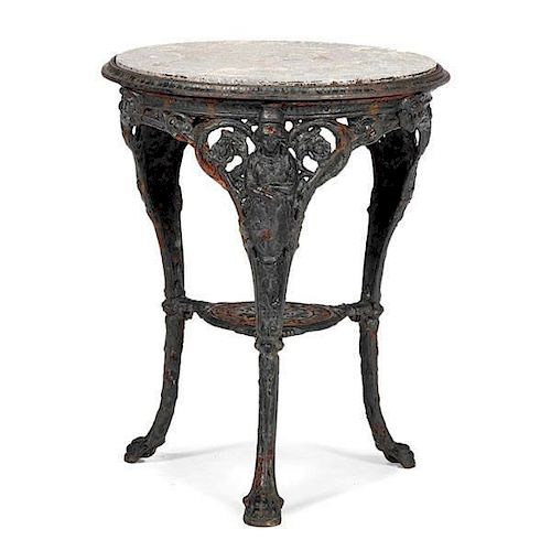 Cast Iron Garden Table with Marble Top 