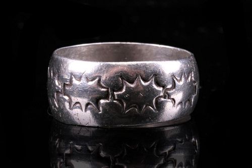 Navajo Sterling Silver Stamped Men's Ring