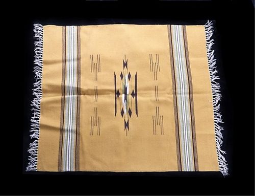 Golden Colored Mexican Hand Woven Rug 36X33