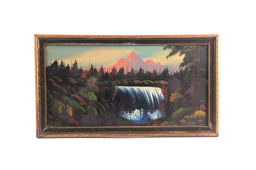 D. Holbrook Mountain and Waterfall Framed Painting