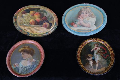 Collection of Victorian Enameled Portrait Platters