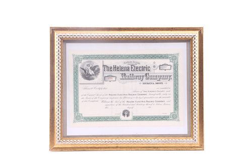 Helena Electric Unused Stock Certificate 1800