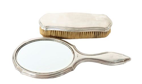 (2) Pair of Ladies 835 Silver Mirror & Brush