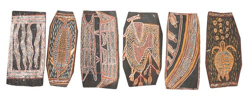 Collection of Six Aboriginal Bark Paintings